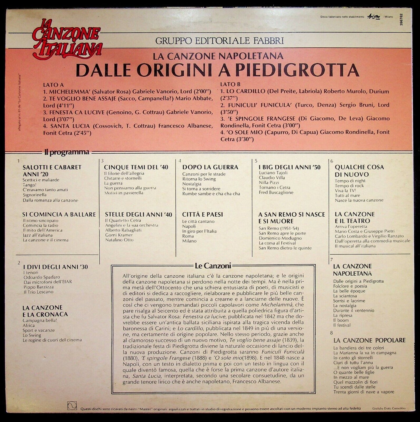 EBOND La Canzone Napoletana Dalle Origini A Piedigrotta Vinile V063004