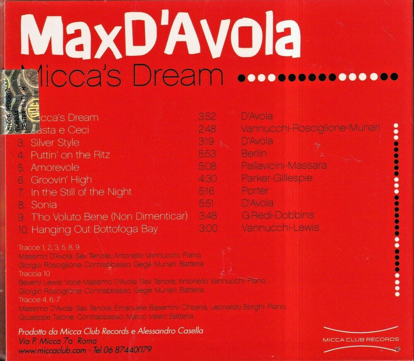EBOND Max D'avola - Micca's Dream Digipack 5020 CD CDS001544