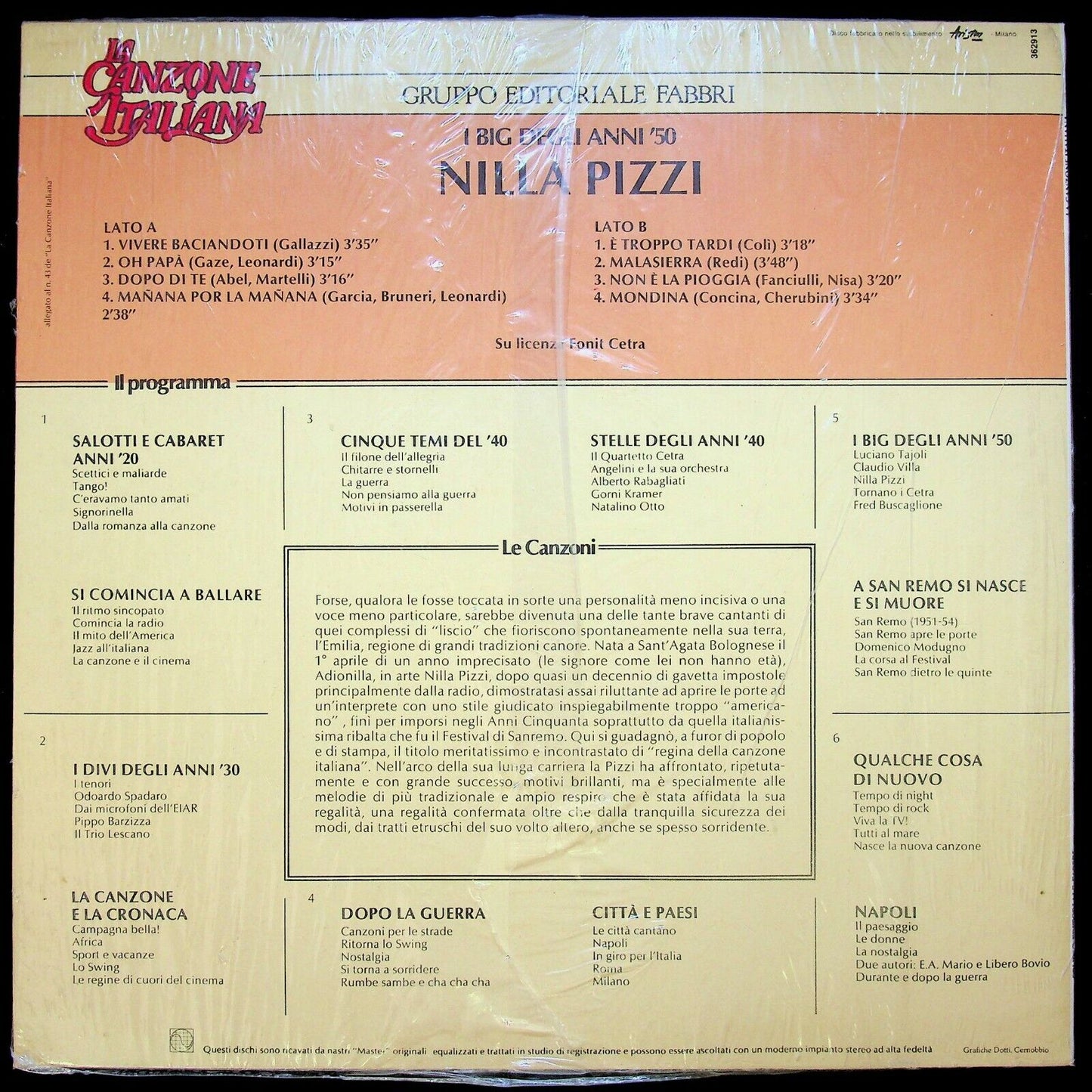 EBOND La Canzone Italiana - Nilla Pizzi Vinile V063147