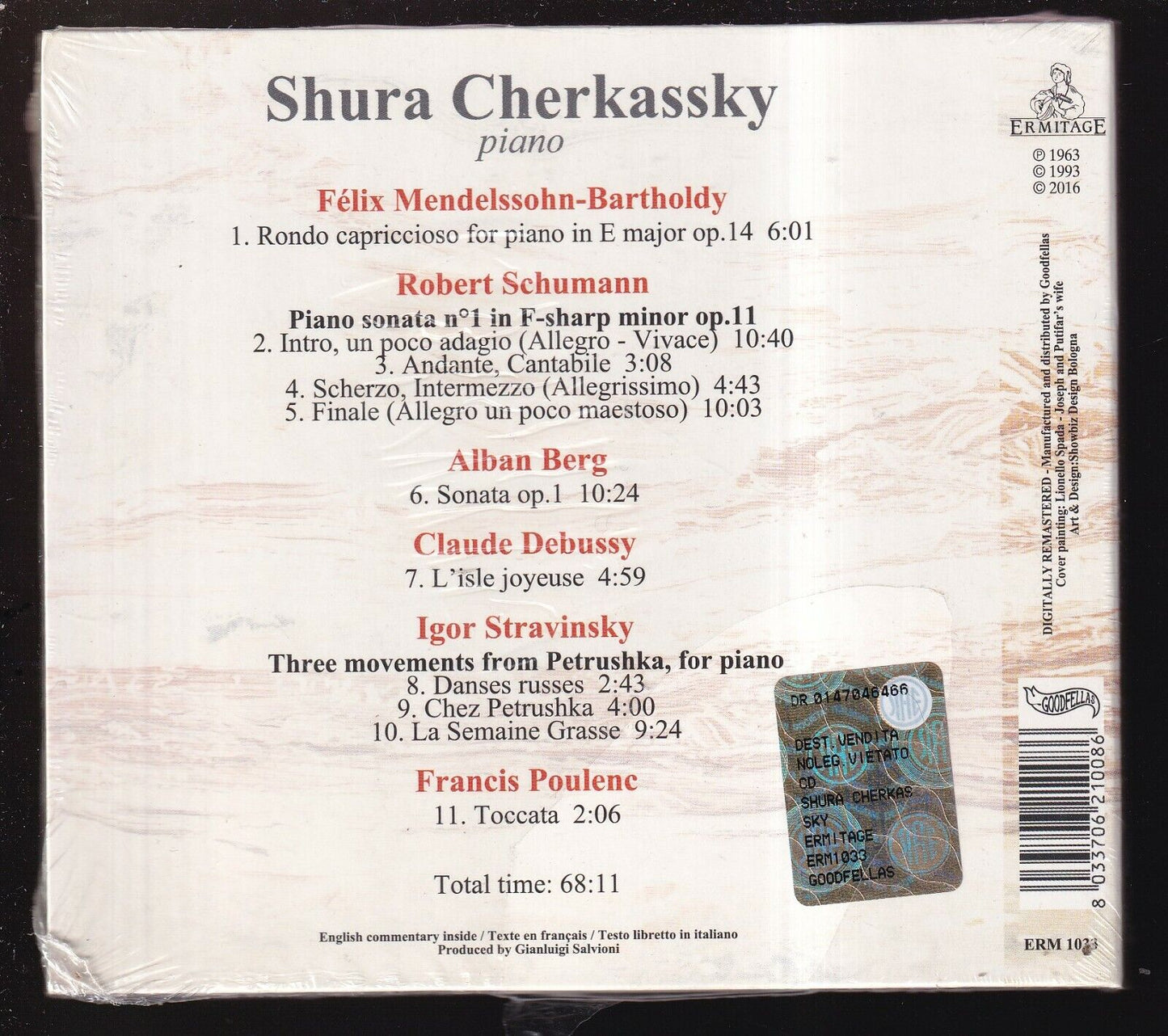 EBOND Shura Cherkassky - Mendelssohn-bartholdy, Shumann Berg, Debussy 5017 CD CDS001469