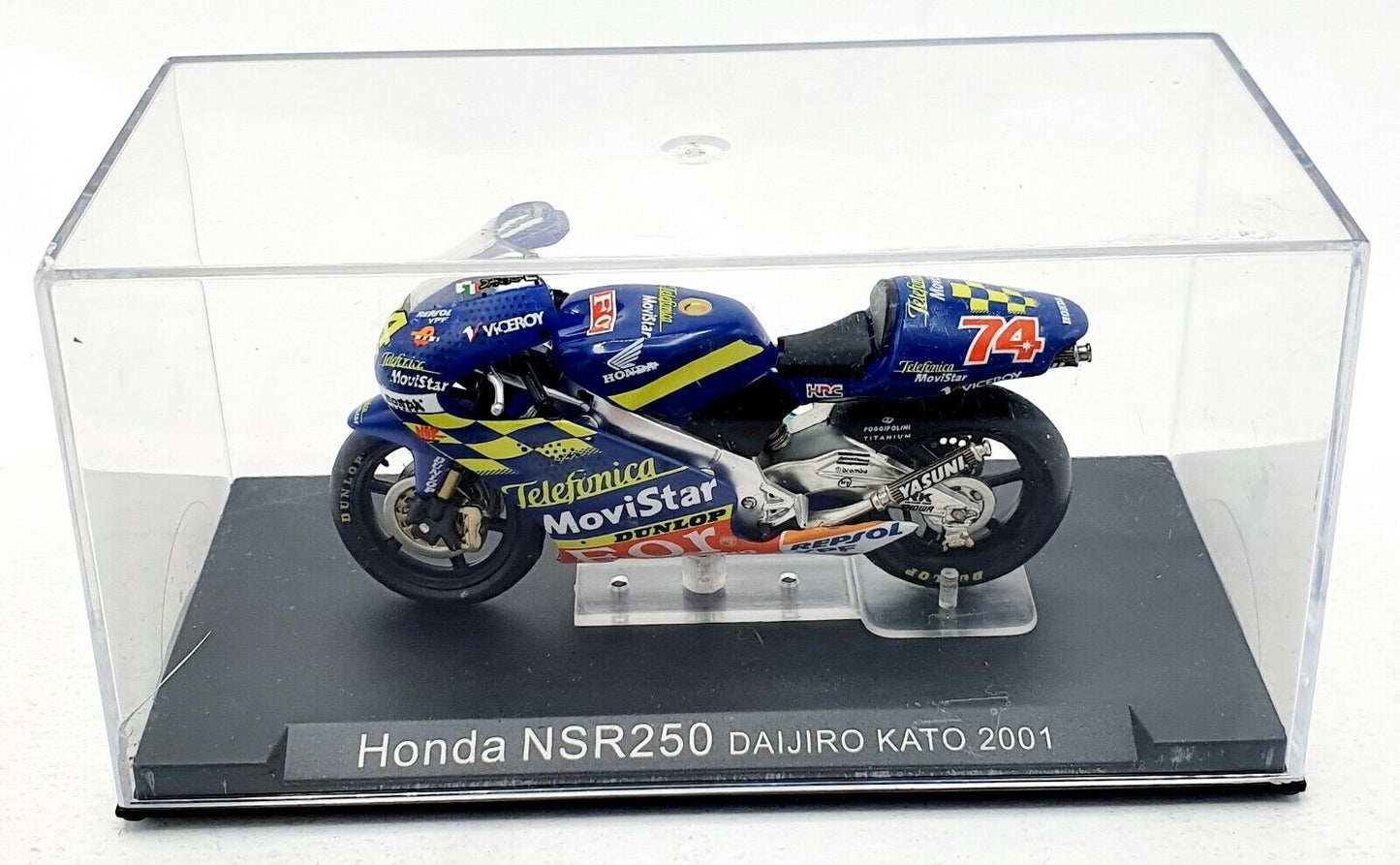 EBOND Moto Honda NSR250 Daijiro Kato 2001 - blu - Die cast - 1:24 - 0085.
