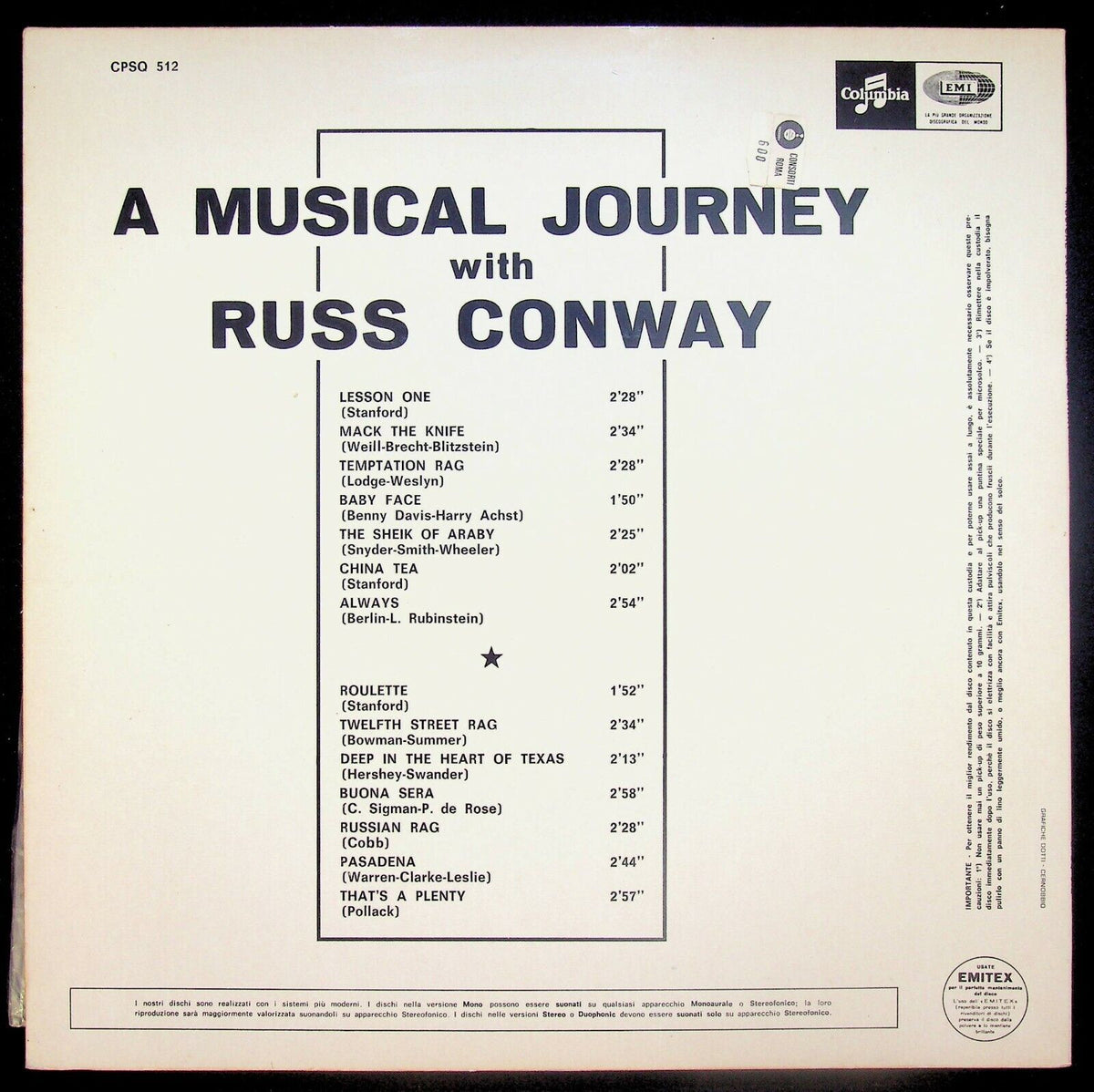 EBOND Russ Conway - A Musical Journey With Russ Conway Vinile V063066