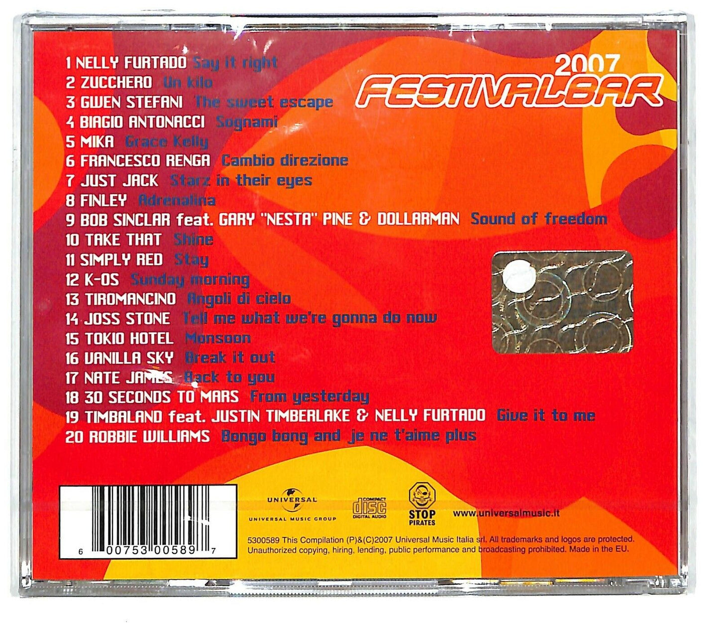 EBOND Various - Festivalbar 2007 - Compilation Rossa CD CD033543