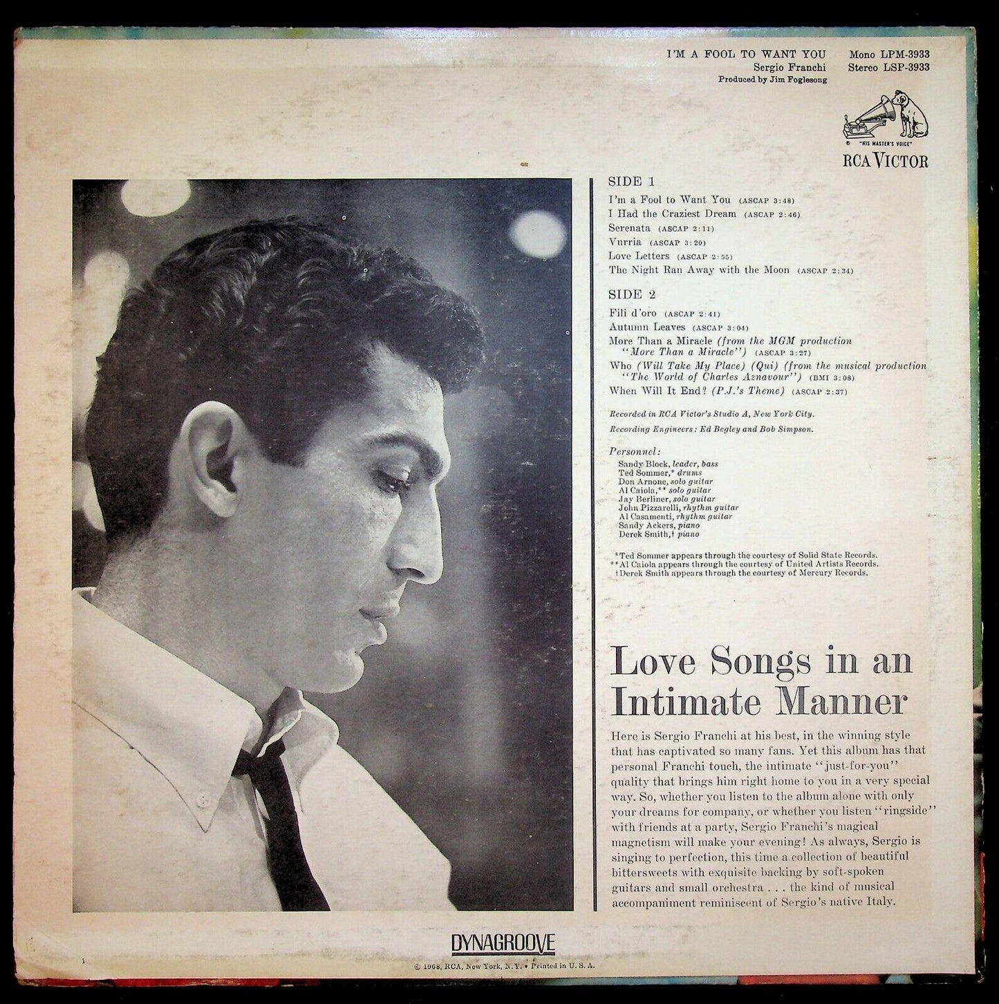 EBOND Sergio Franchi I'm A Fool To Want You Vinile V062116