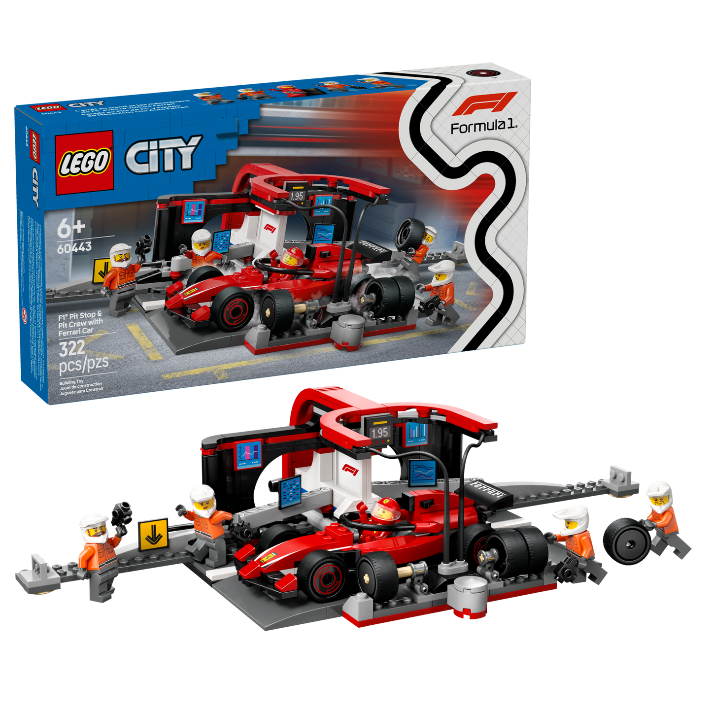 LEGO 60443 Pitstop e meccanici con monoposto Ferrari F1®