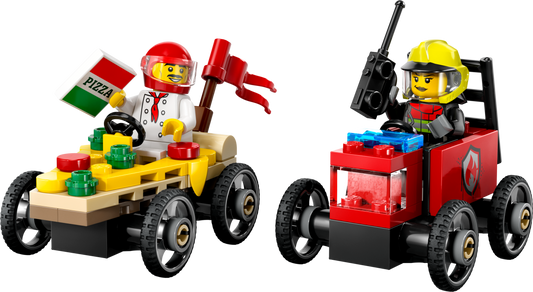 LEGO 60458 Pack veicoli da corsa: pizzaiolo contro pompiere