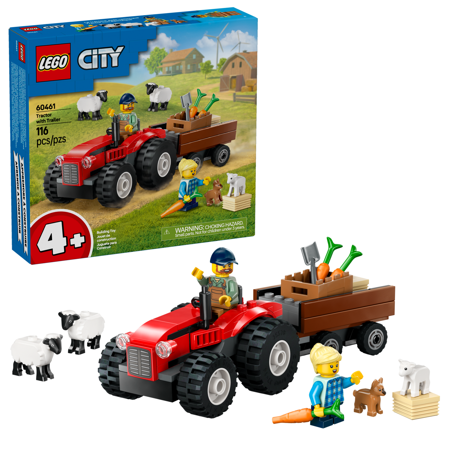 LEGO 60461 Trattore agricolo rosso con rimorchio e pecore