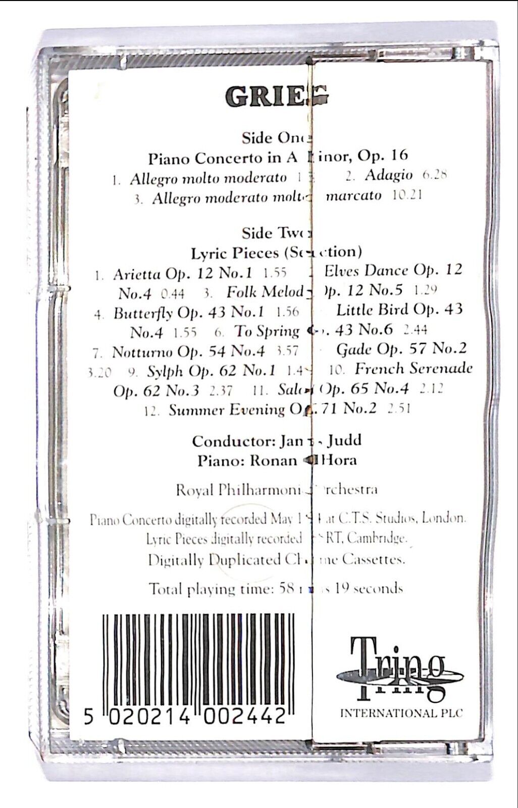 EBOND Royal Philharmonic Orchestra - Grieg Piano Concerto In A Cassetta Ca00016 CA000316
