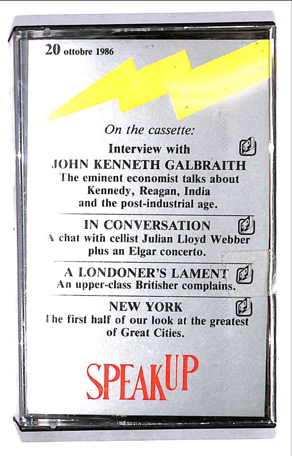 EBOND Various - Speakup 20 Ottobre 1986 Deagostini Cassetta CA000881