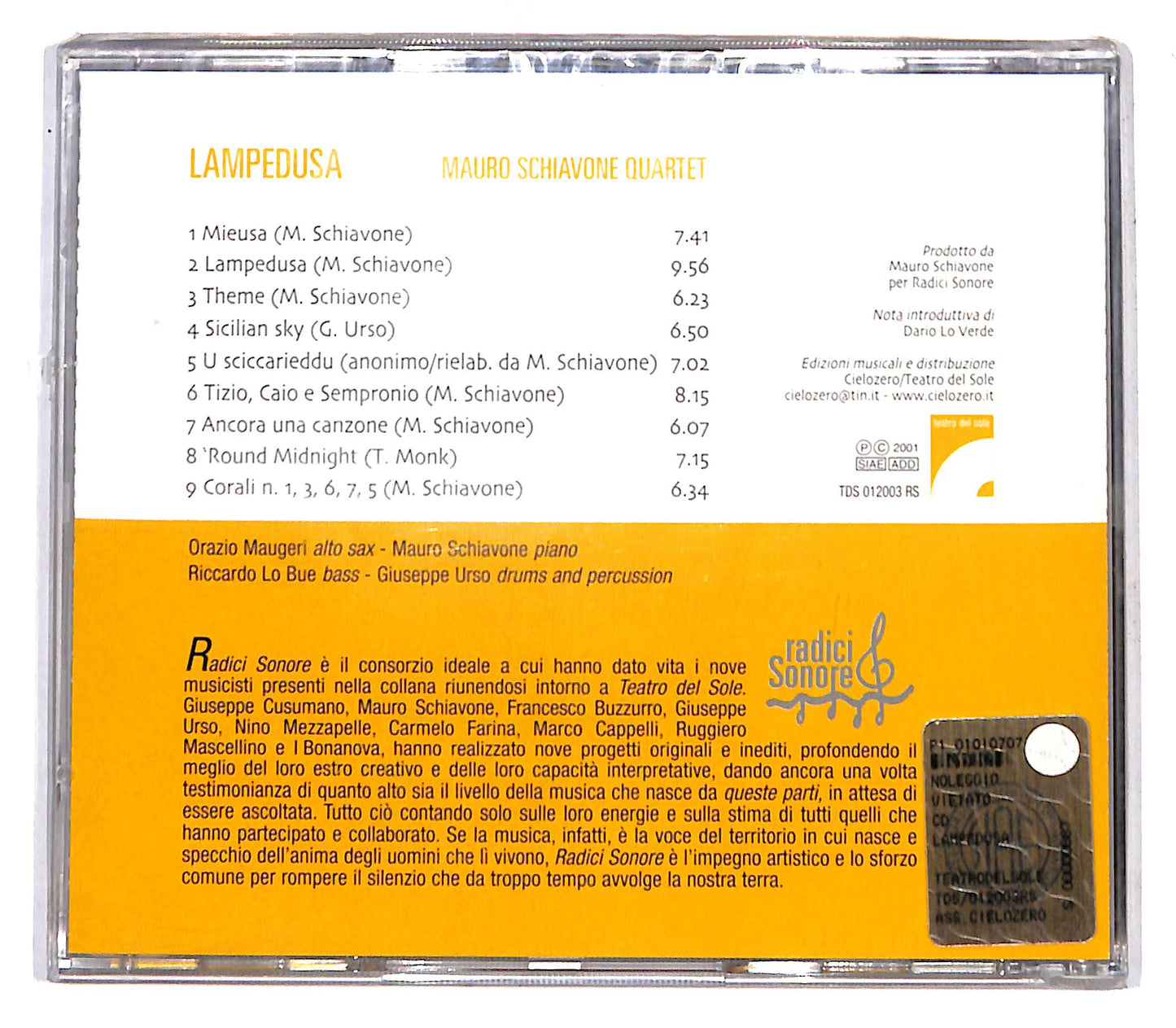 EBOND Mauro Schiavone Quartet - Lampedusa CD CB033059