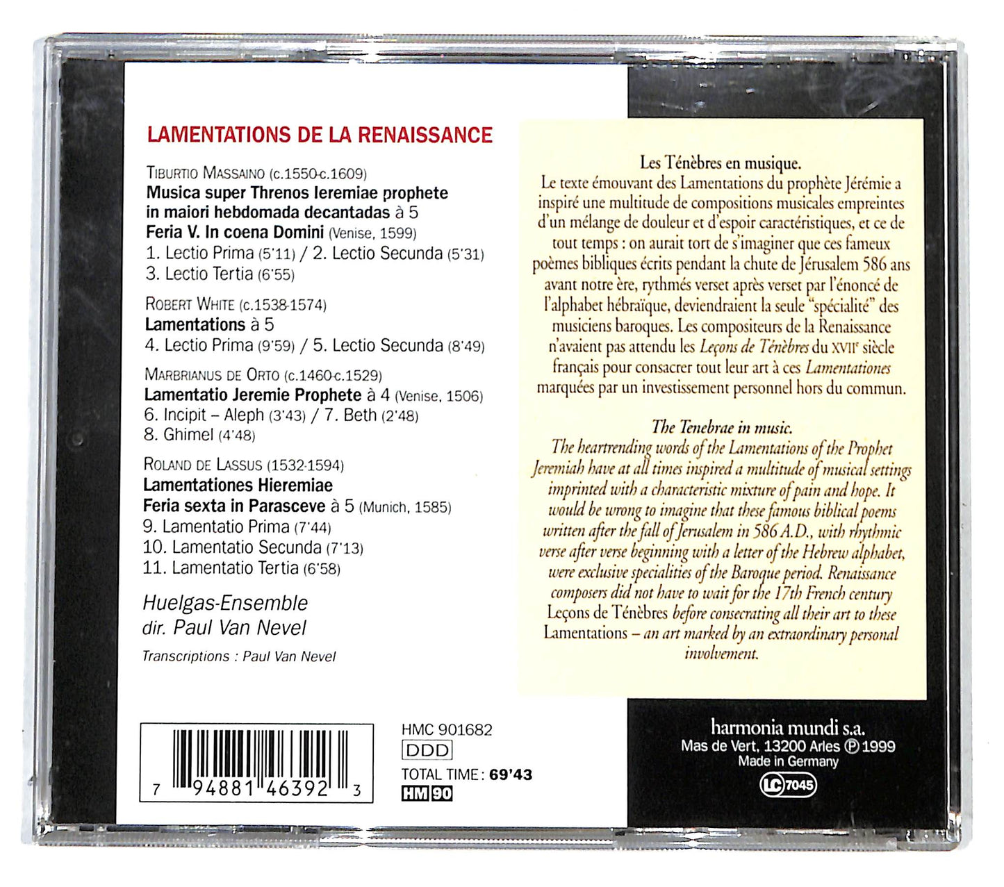 EBOND Paul Van Nevel - Lamentations De La Renaissance CD CB034618