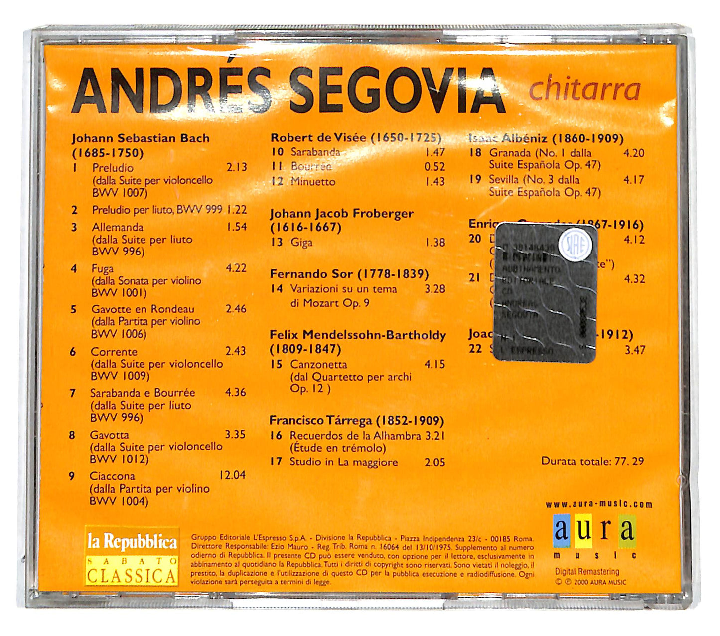 EBOND Andres Segovia - Bach CD CB036335