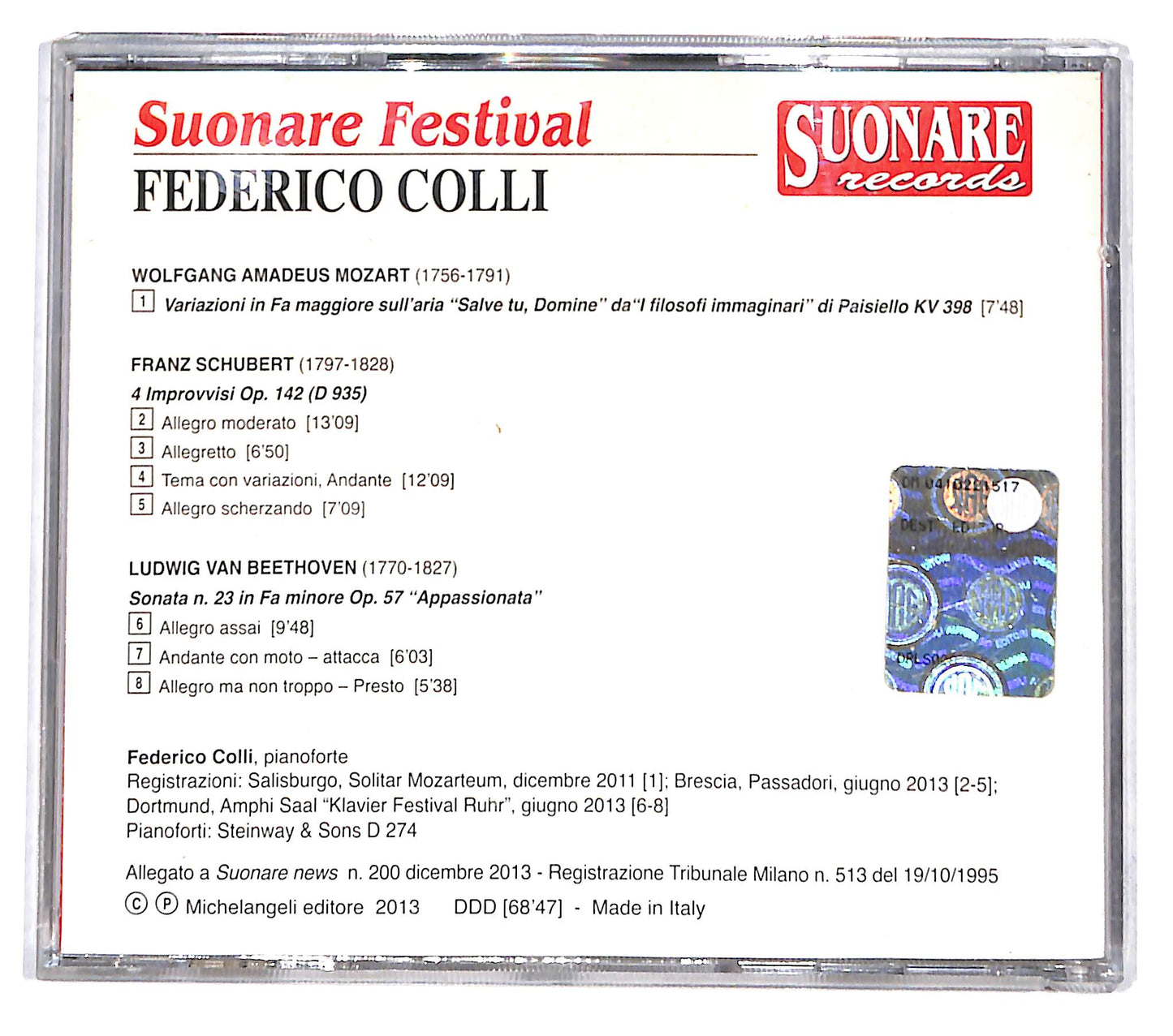 EBOND Federico Colli - Federico Colli CD CB036615
