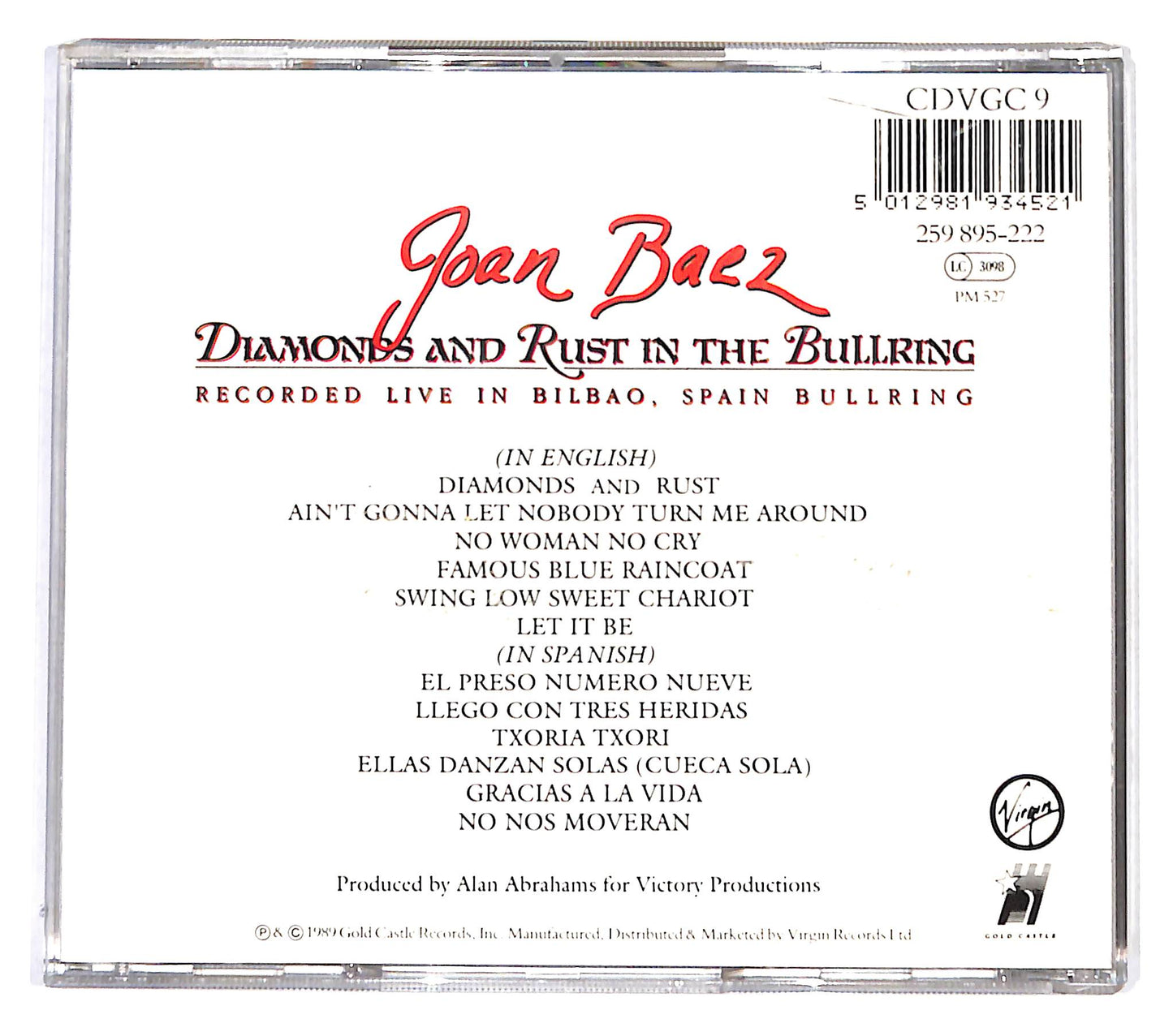 EBOND Joan Baez - Diamonds And Rust In The Bullring CD CB037816