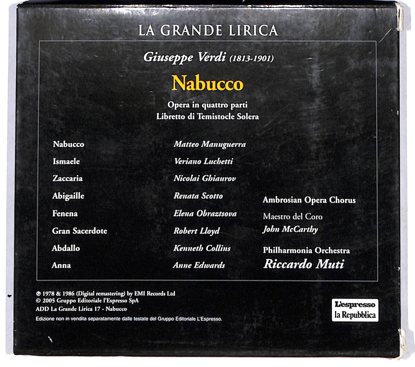EBOND Giuseppe Verdi - Nabucco EDITORIALE CD CB038423