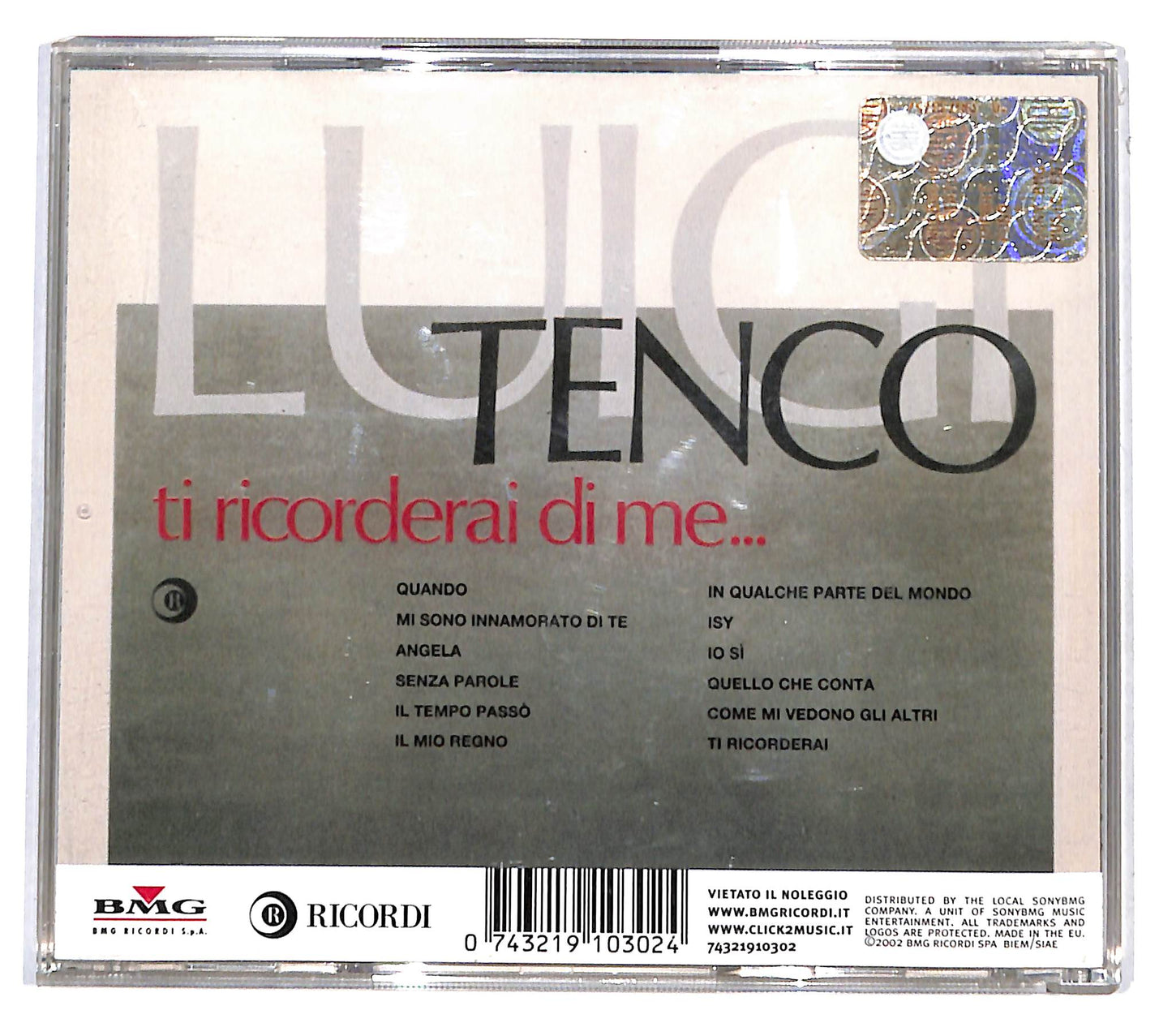 EBOND Luigi Tenco - Ti Ricorderai Di Me... CD CB040711