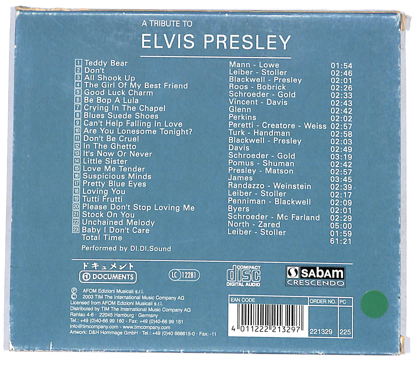 EBOND Di.Di.Sound - A Tribute To Elvis Presley CD CB040717
