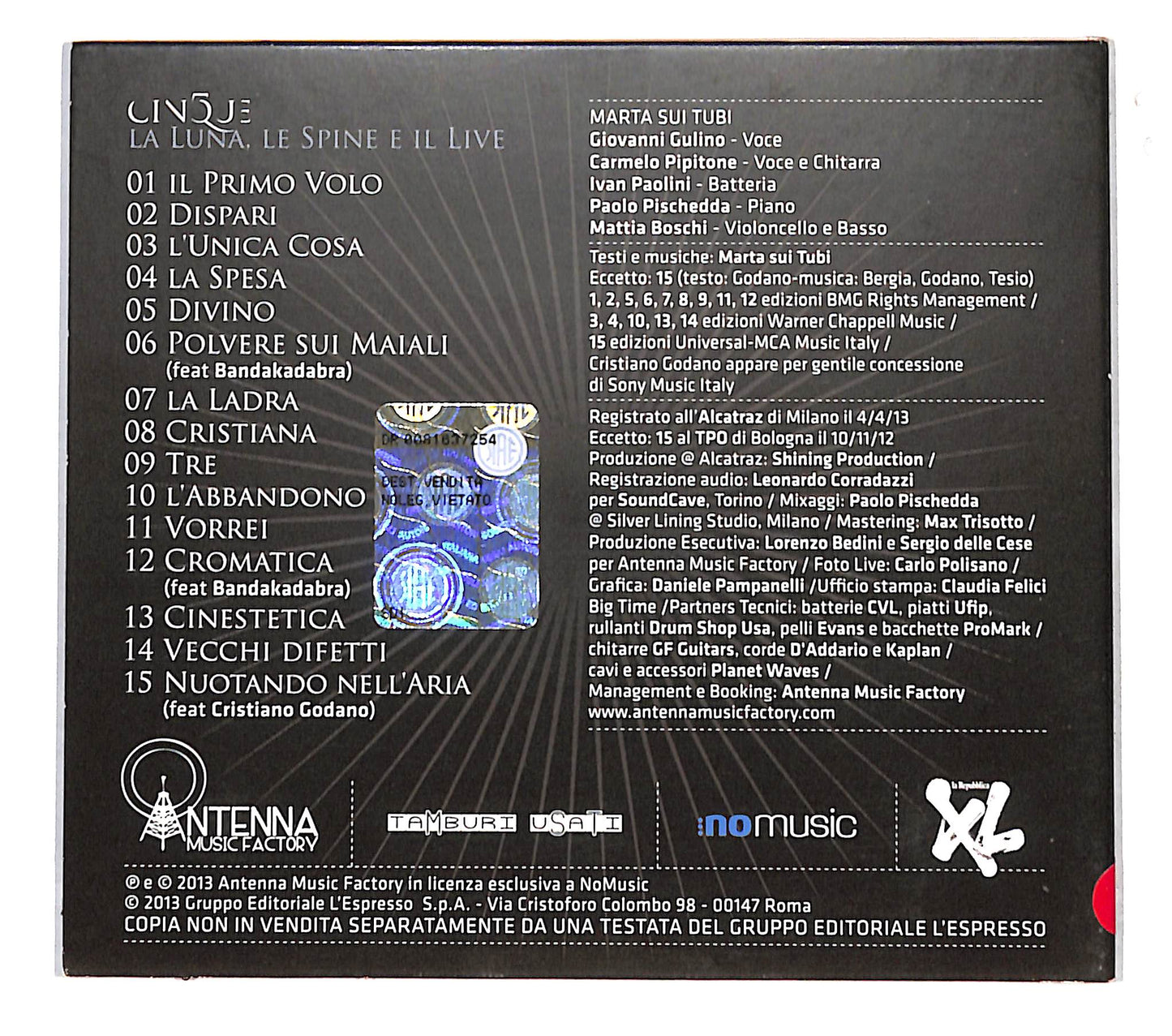 EBOND Marta Sui Tubi - Cinque, La Luna, Le Spine E Il Live DIGIPACK CD CB040746