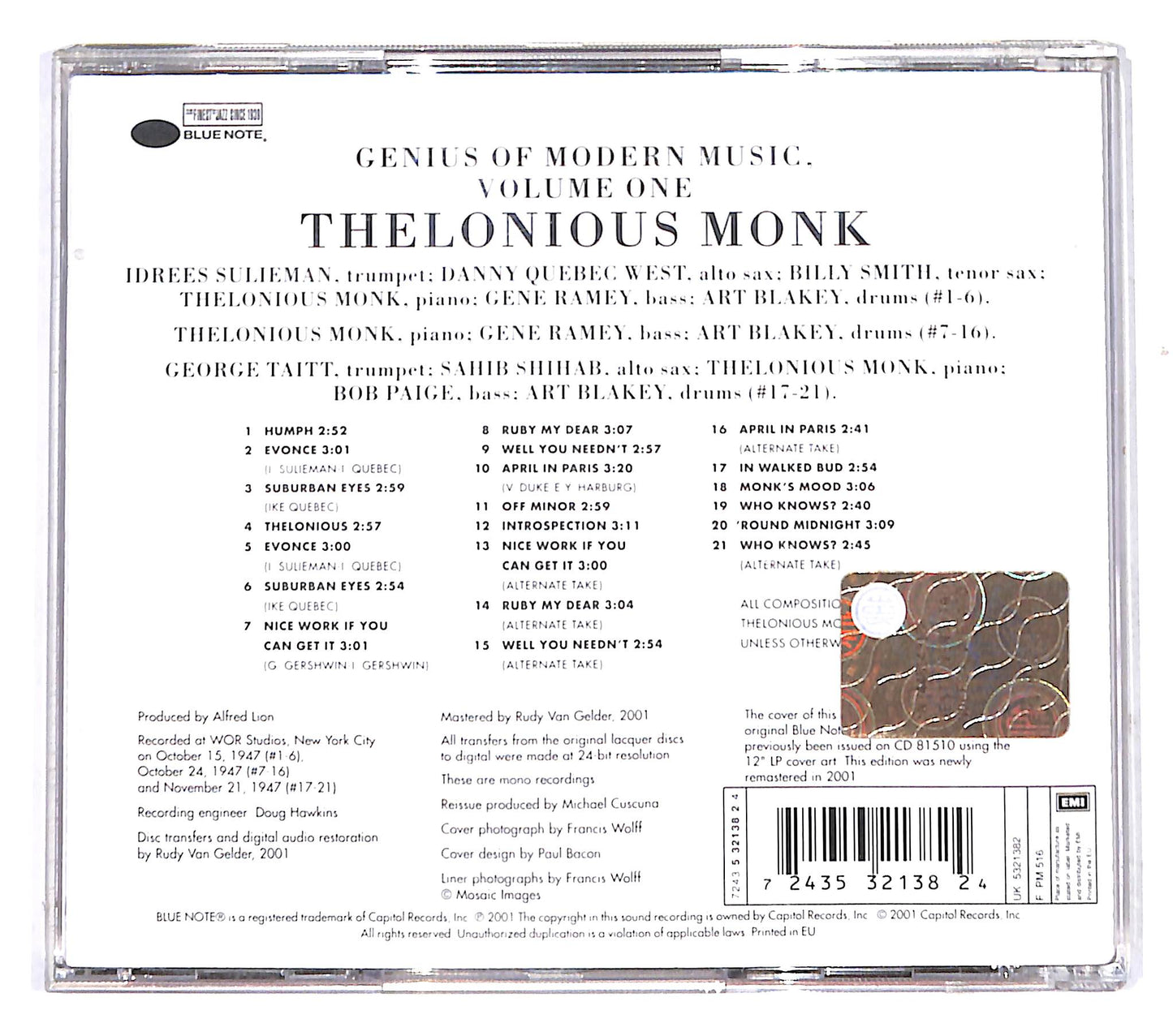EBOND Thelonious Monk - Genius Of Modern Music Volume One CD CB041125