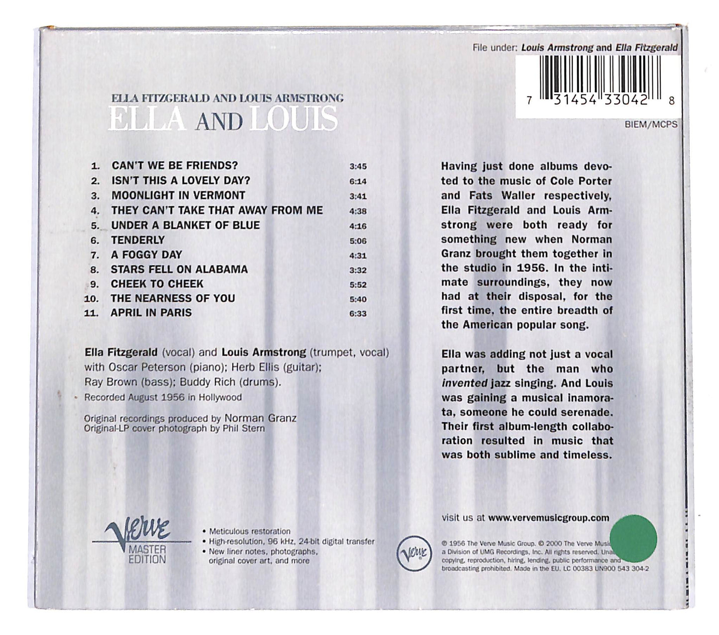EBOND Ella Fitzgerald And Louis Armstrong - Ella And Louis CD CB042223