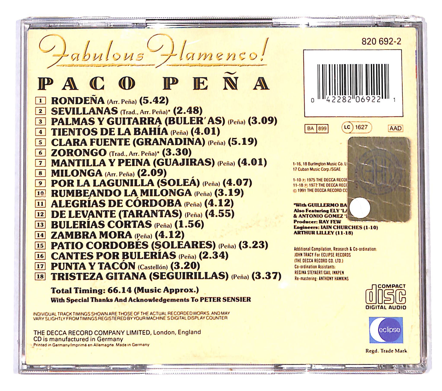 EBOND Paco Pena - Fabulous Flamenco! CD CB044643