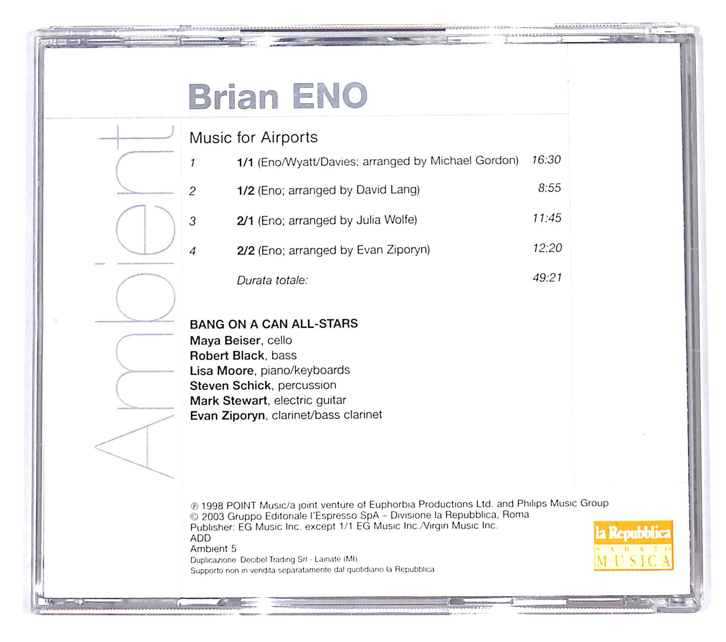 EBOND Brian Eno - Music For Airports CD CB050630