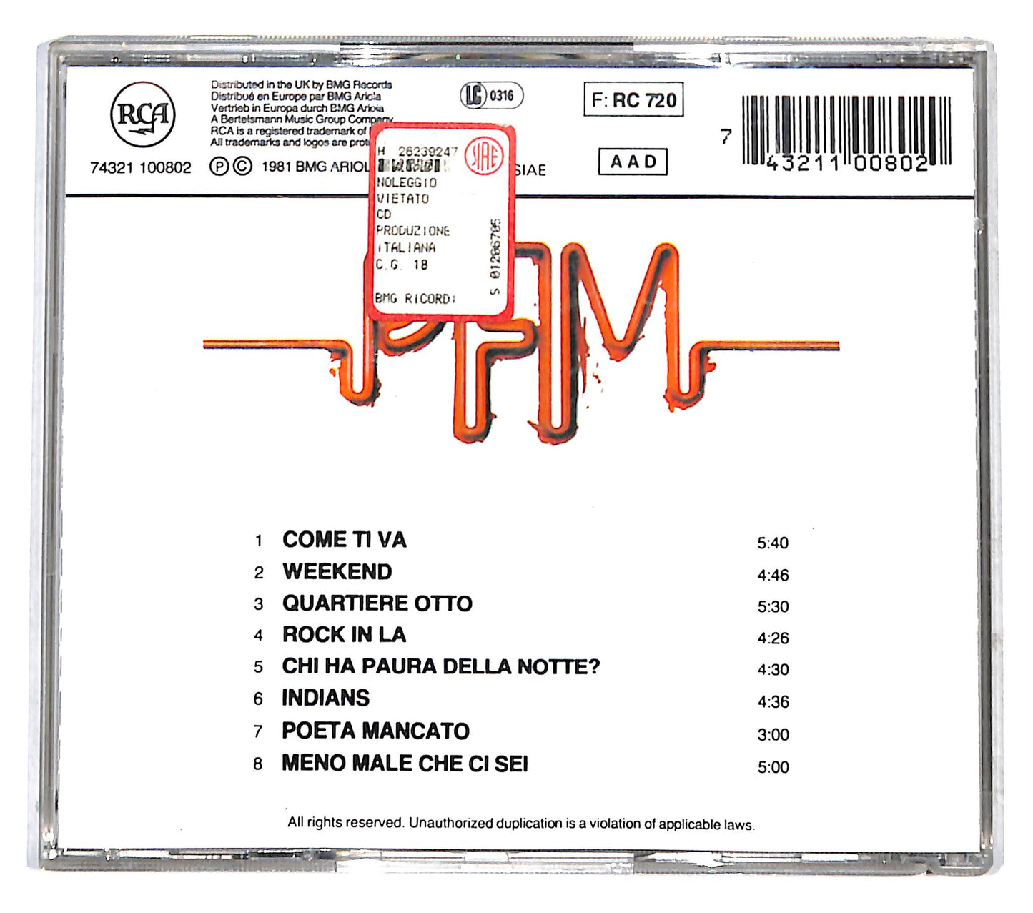EBOND Premiata Forneria Marconi - Come Ti Va In Riva Alla Citta CD CB050832