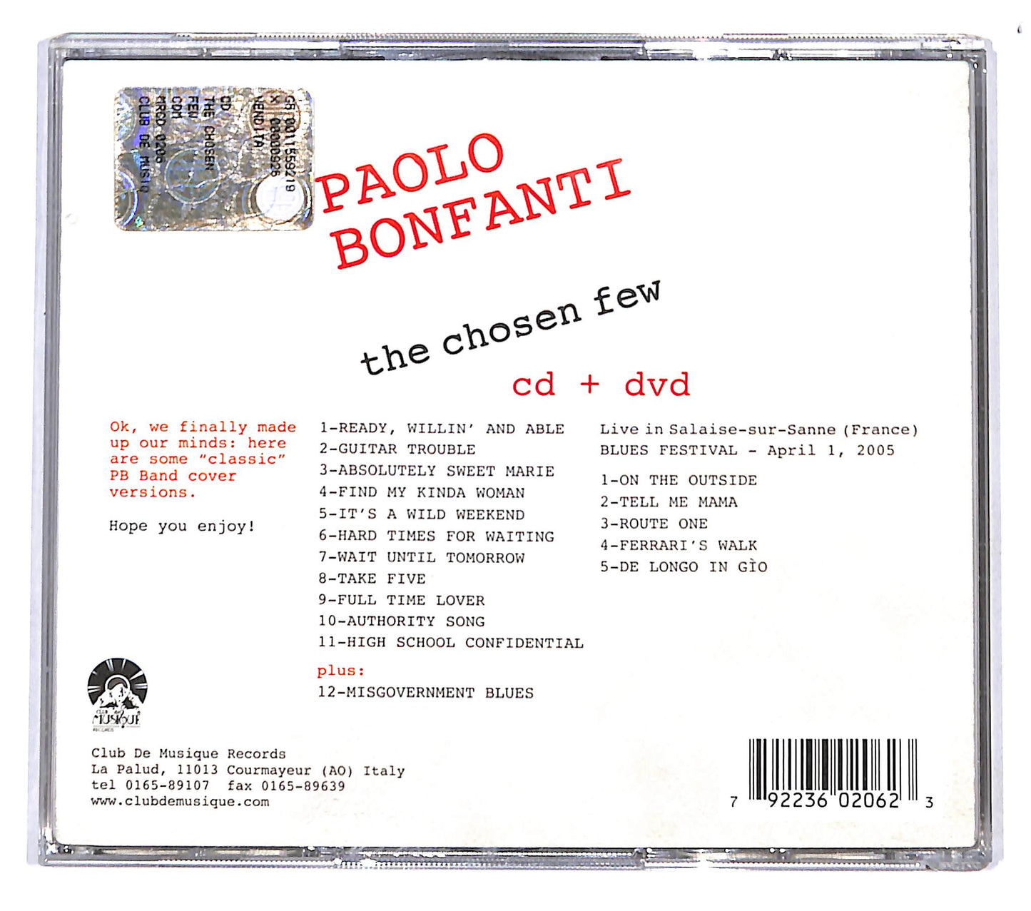 EBOND Paolo Bonfanti - The Chosen Few + DVD CD CB051432