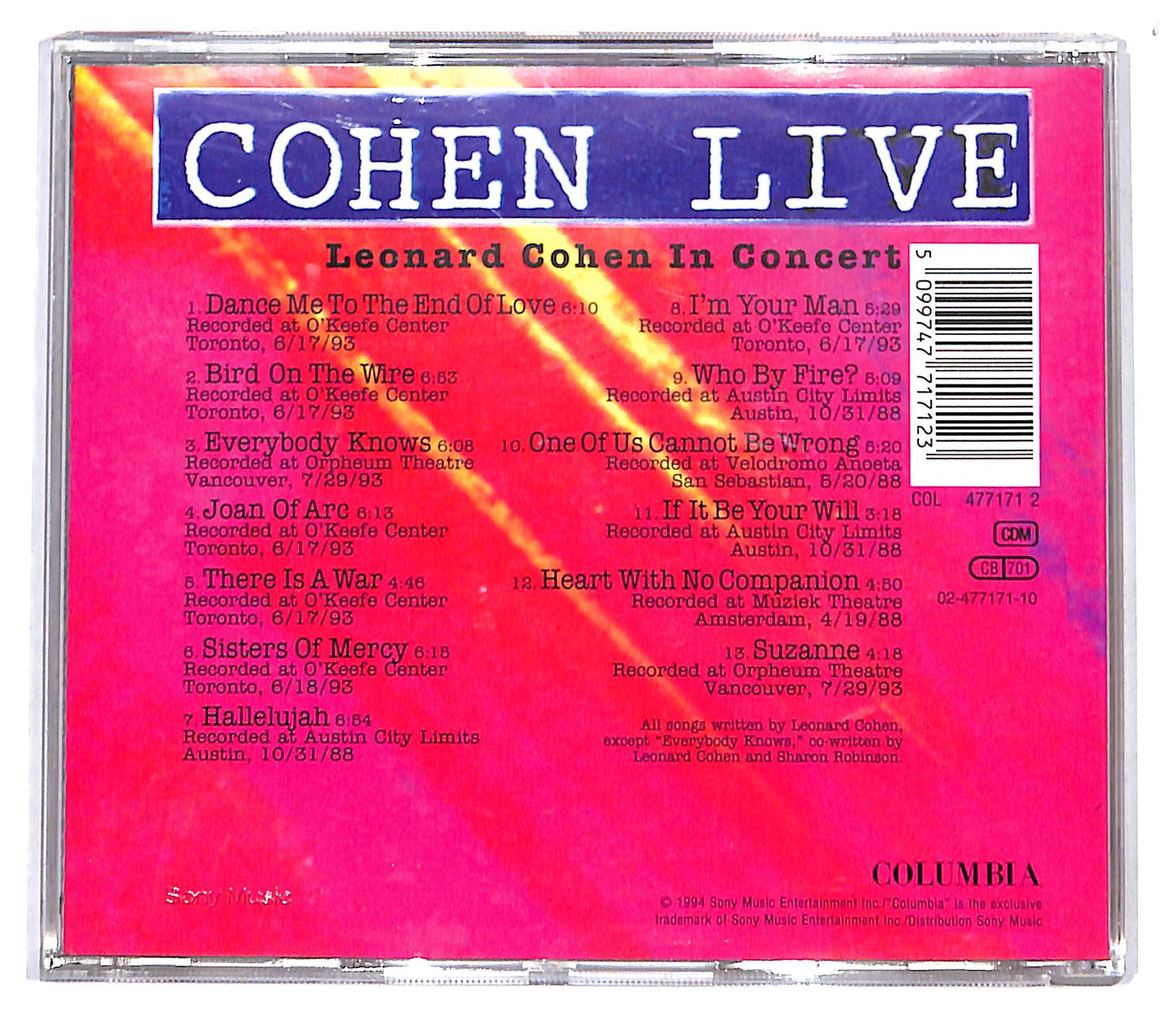 EBOND Leonard Cohen - Cohen Live - Leonard Cohen In Concert CD CB053309