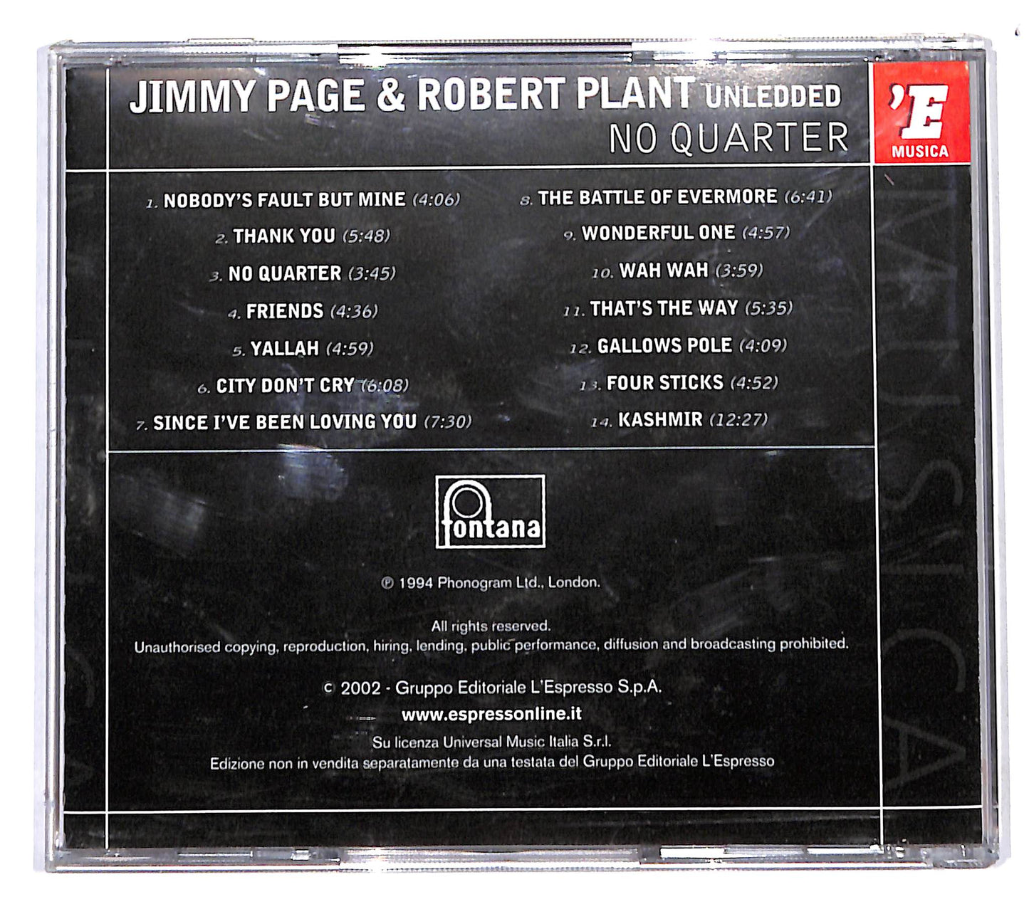 EBOND Jimmy Page & Robert Plant - No Quarter EDITORIALE CD CB053342