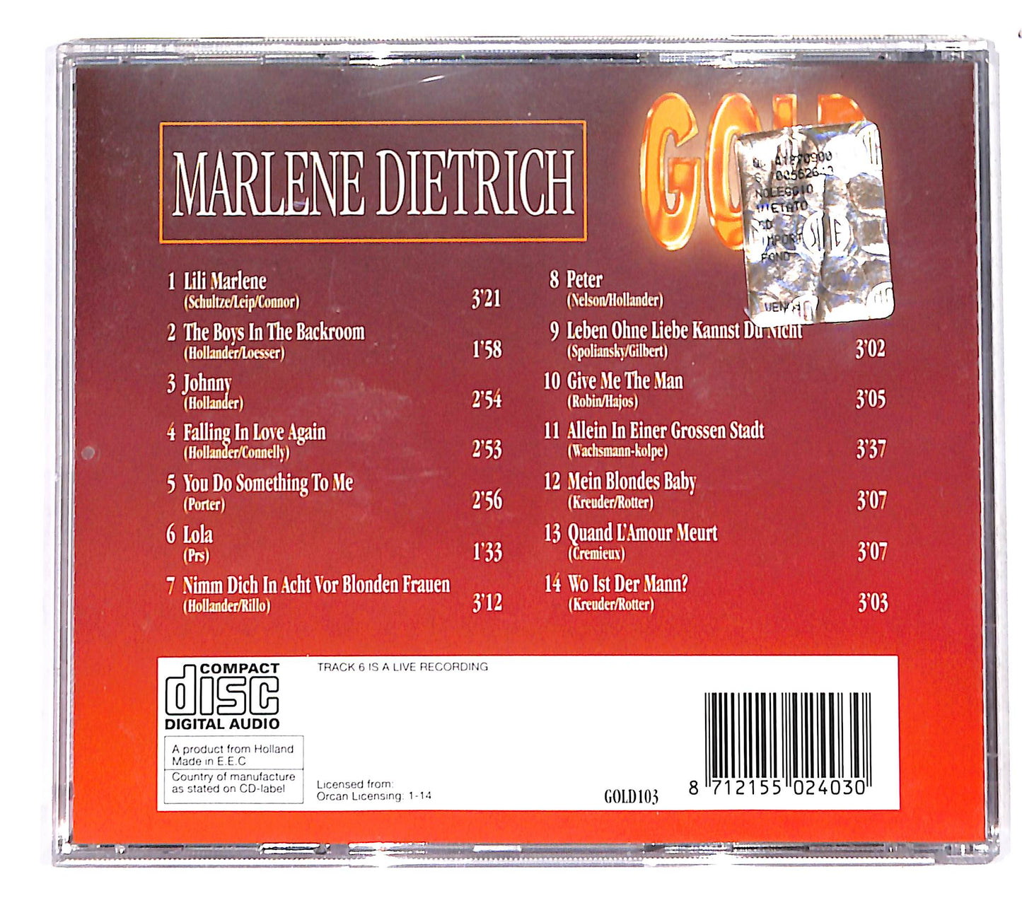 EBOND Marlene Dietrich - Gold CD CB054614
