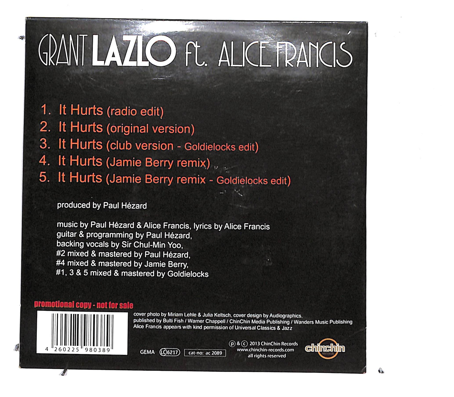 EBOND Grant Lazlo Ft. Alice Francis - It Hurts CD CB058351