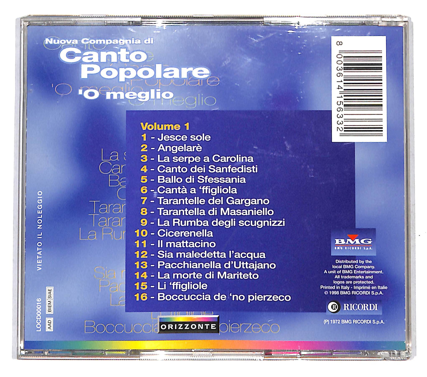 EBOND Nuova Compagnia Di Canto Popolare - 'O Meglio Vol. 1 CD CB060108