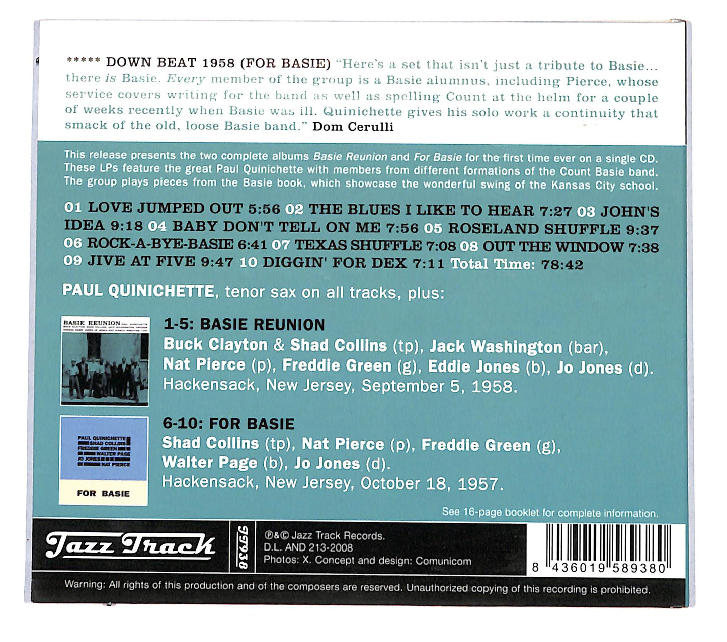 EBOND Paul Quinichette All Stars - Basie Reunion + For Basie CD CB061339