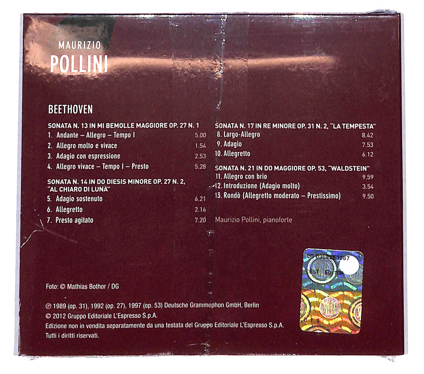 EBOND Maurizio Pollini - Beethoven DIGIPACK EDITORIALE CD CB062032