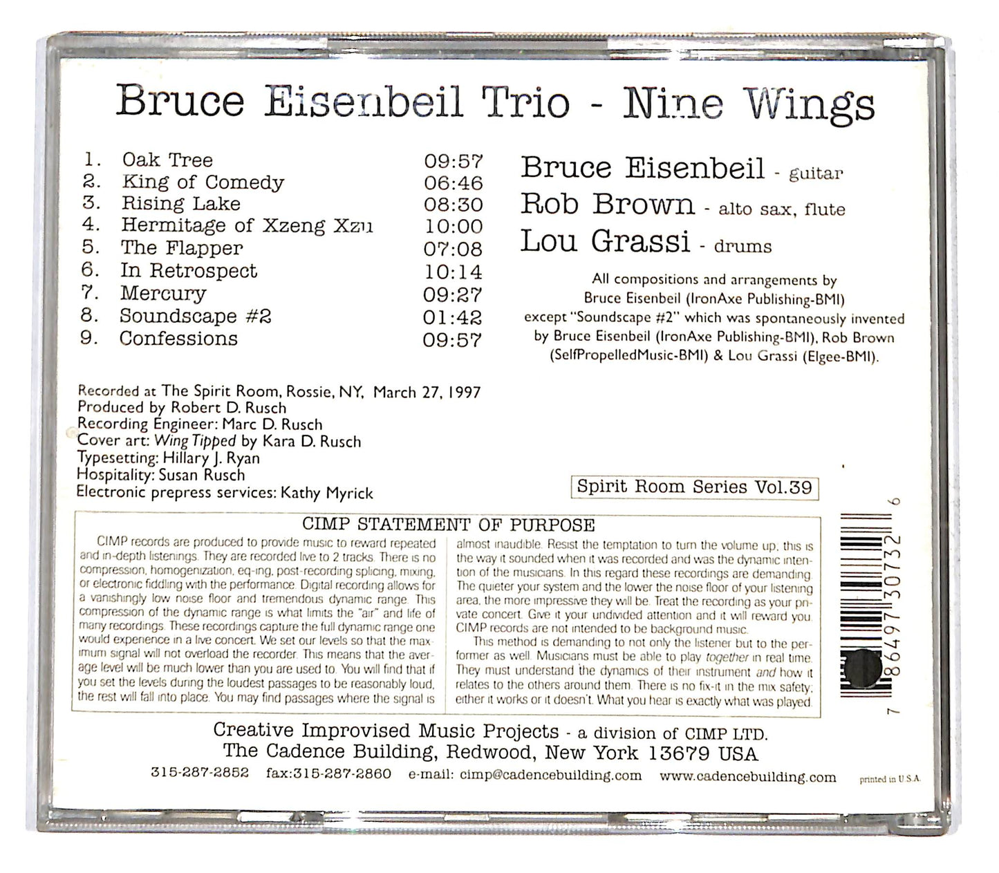 EBOND Bruce Eisenbeil Trio - Nine Wings CD CB062328