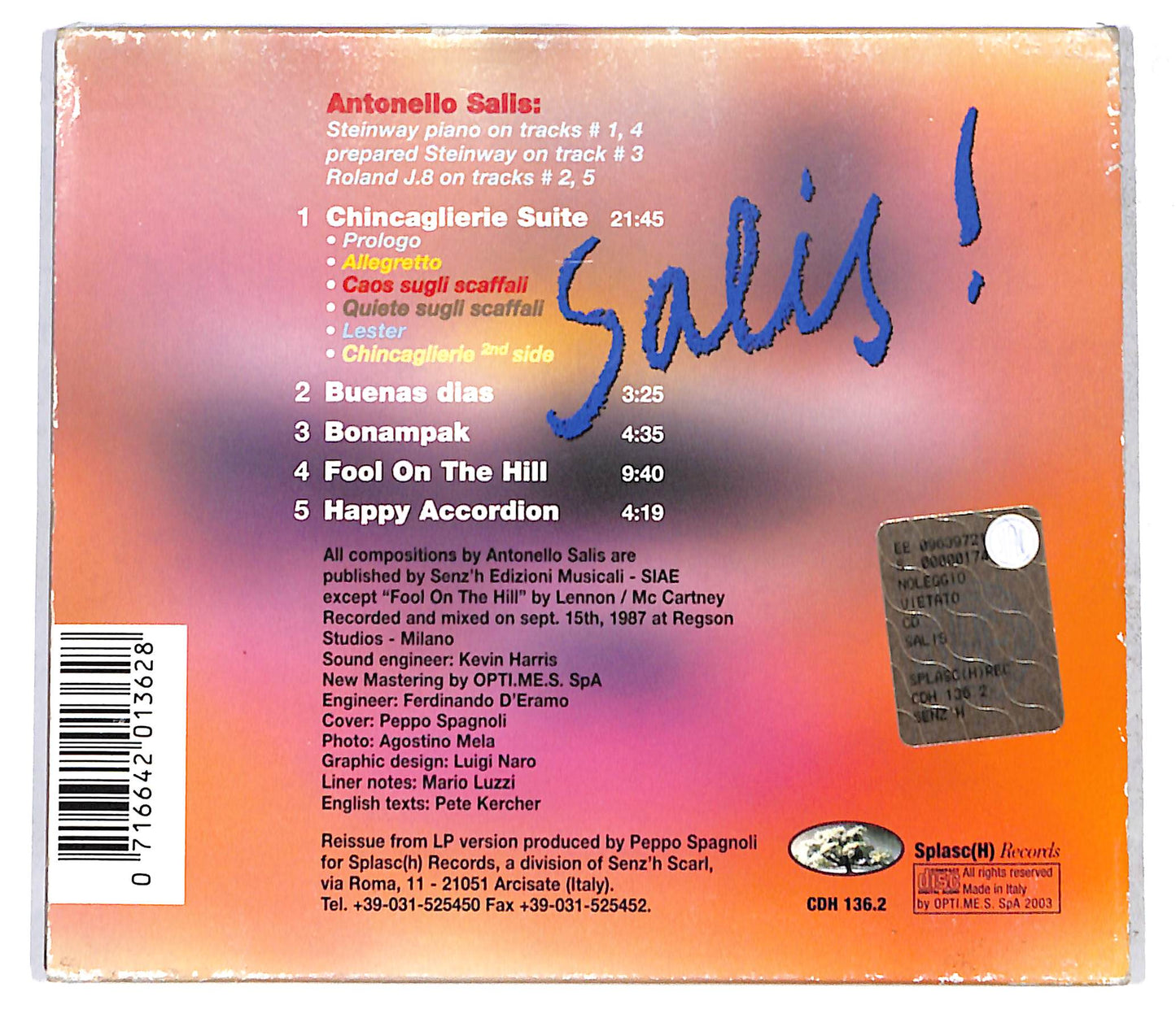 EBOND Antonello Salis - Salis! CD CB062351