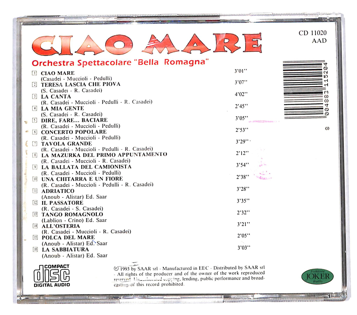 EBOND Orchestra Spettacolare Bella Romagna - Ciao Mare CD CB073854