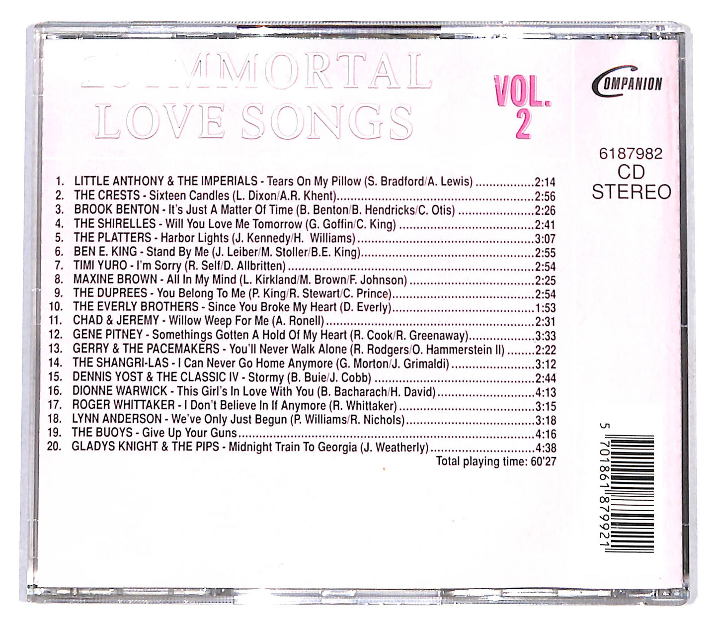 EBOND Various - 20 Immortal Love Songs Vol. 2 CD CB074015