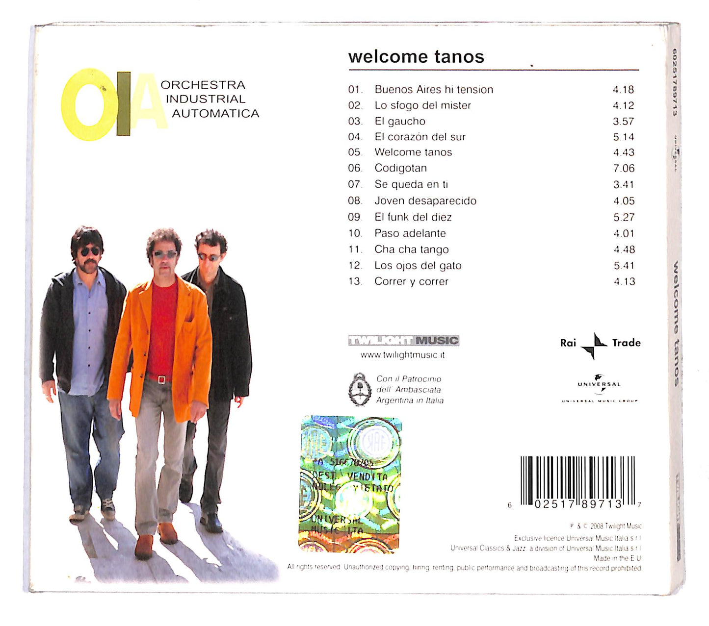 EBOND Orchestra Industrial Automatica - Welcome Tanos DIGIPACK CD CB109740