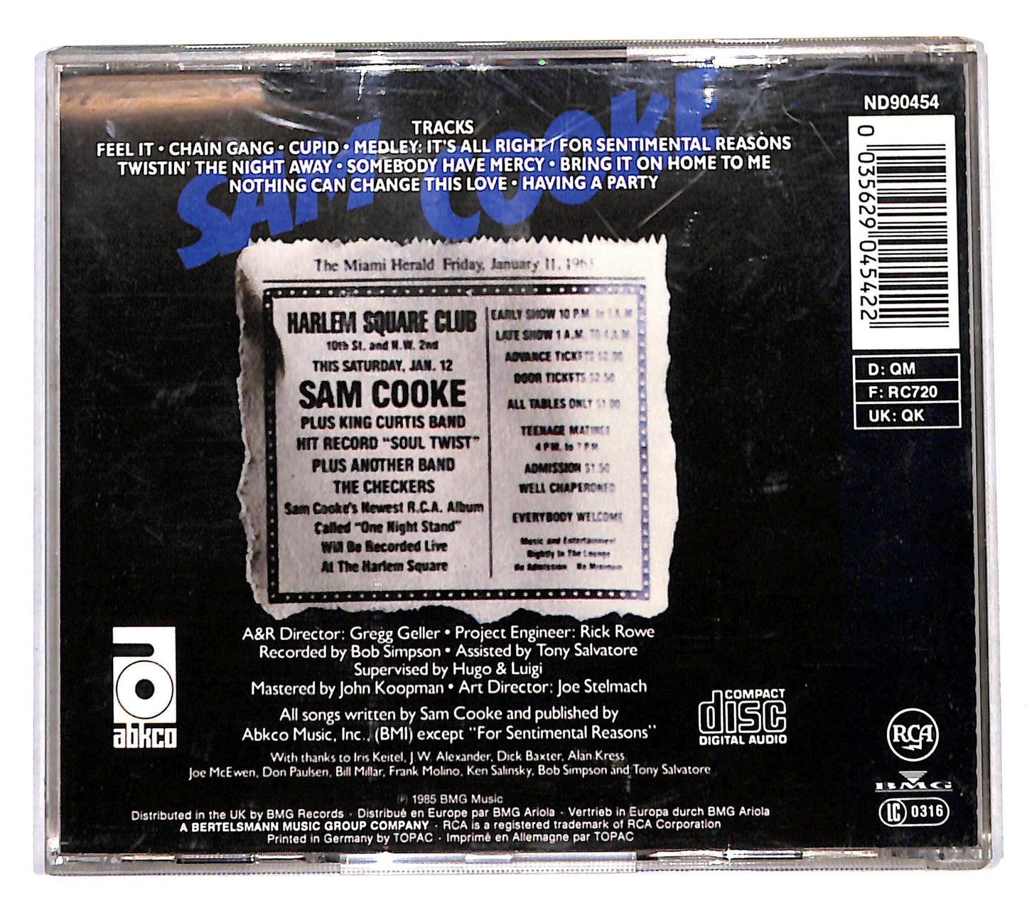 EBOND Sam Cooke - Live At The Harlem Square Club 1963 CD CB118126