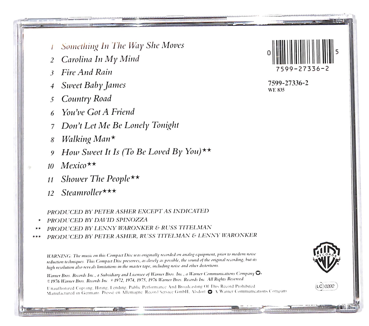 EBOND James Taylor - Greatest Hits CD CB119139