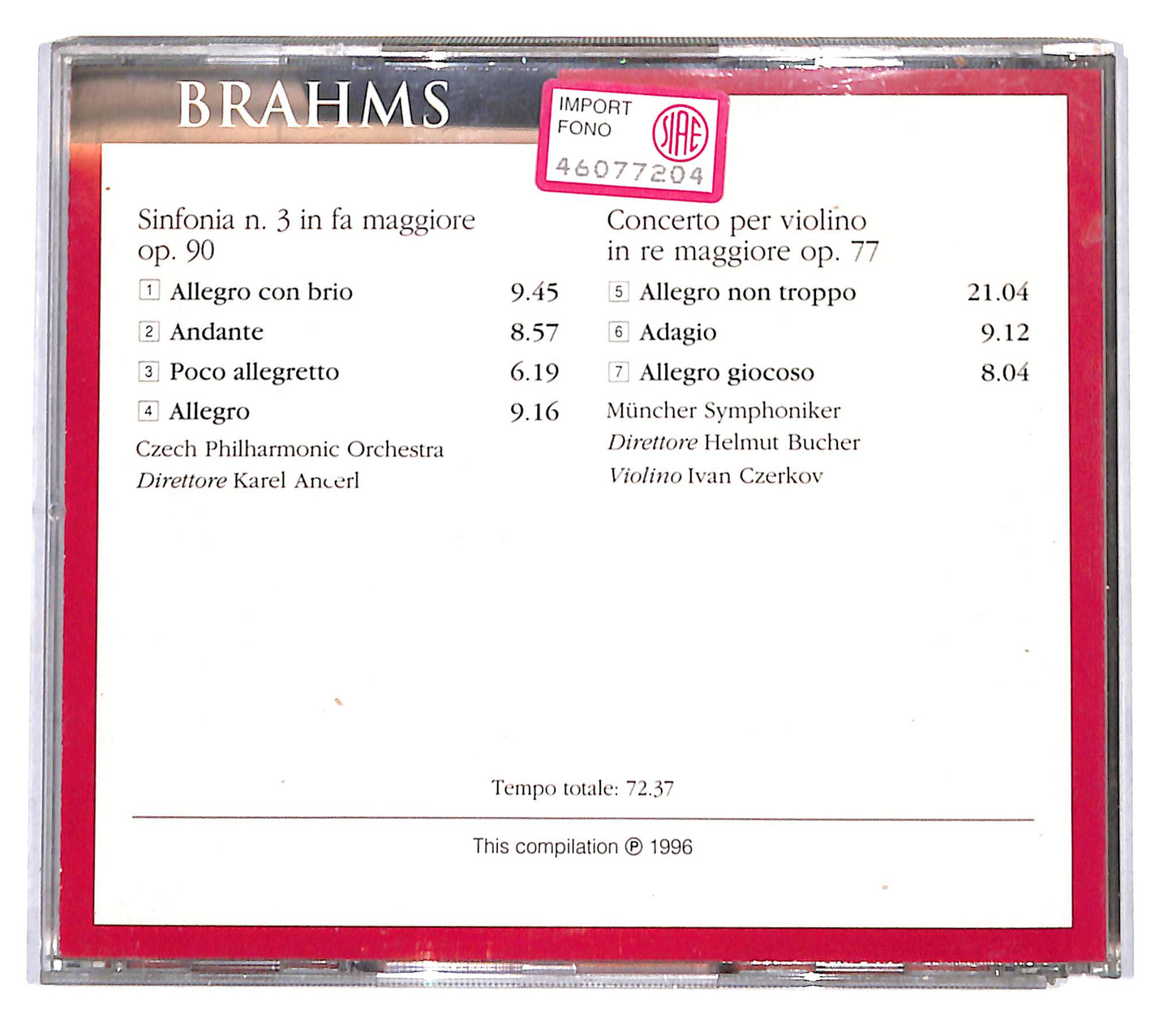 EBOND Johannes Brahms - Sinfonia N. 3 In Fa Maggiore Op.90 CD CB120115