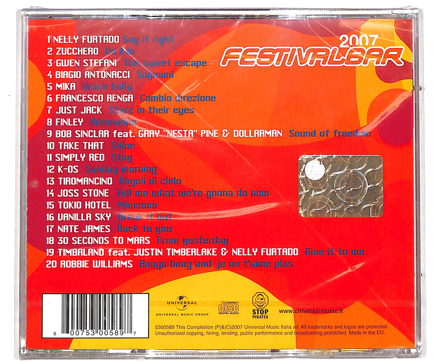 EBOND Festivalbar 2007 - Compilation Rossa CD CD041642