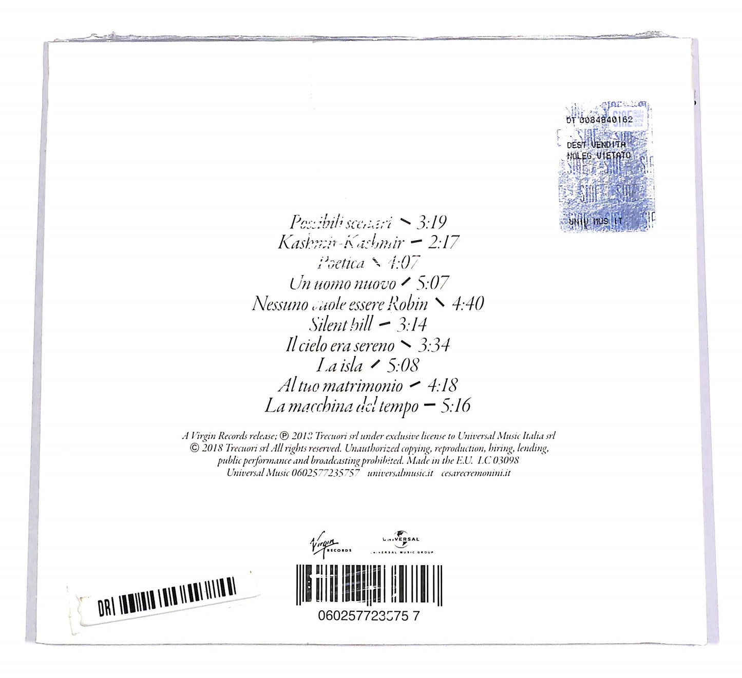 EBOND Cesare Cremonini - Possibili Scenari Per Pianoforte E Voce CD CD042423