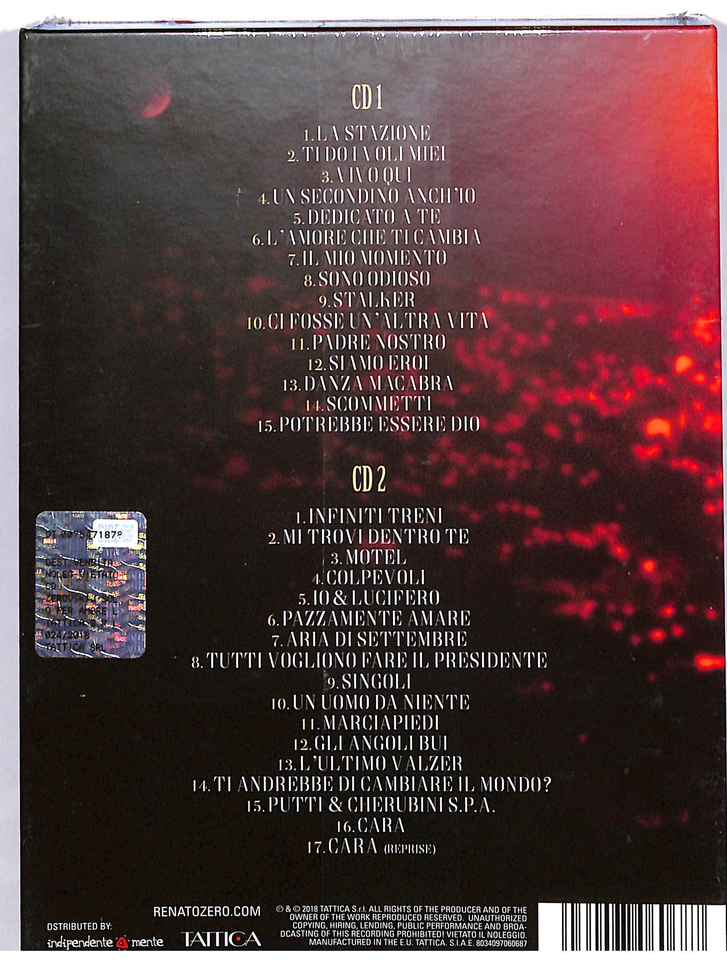 EBOND Renato Zero - Zerovskij Solo Per Amore Live ( 2 dischi) CD CD043701