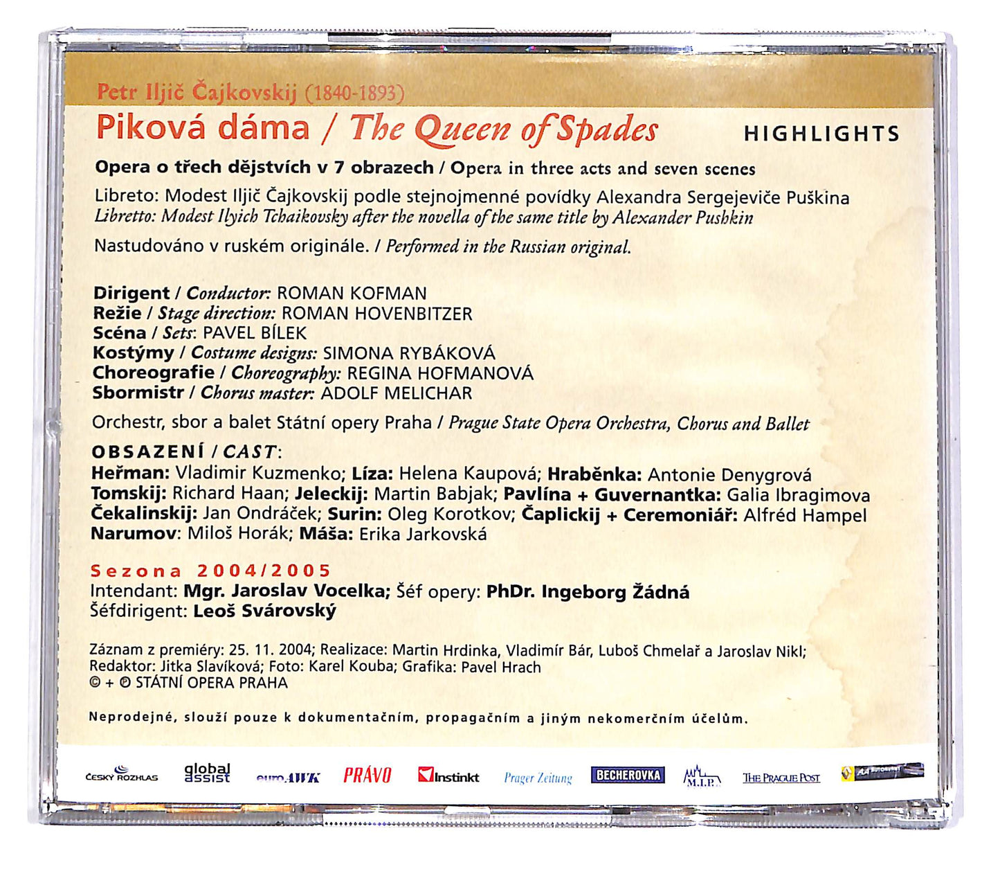 EBOND Pikova Dama - The Queen of Spades EDITORIALE CD CD046851