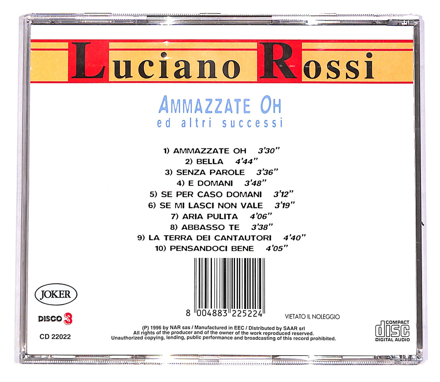 EBOND Luciano Rossi - Ammazzate Oh Ed Altri Successi CD CD046932