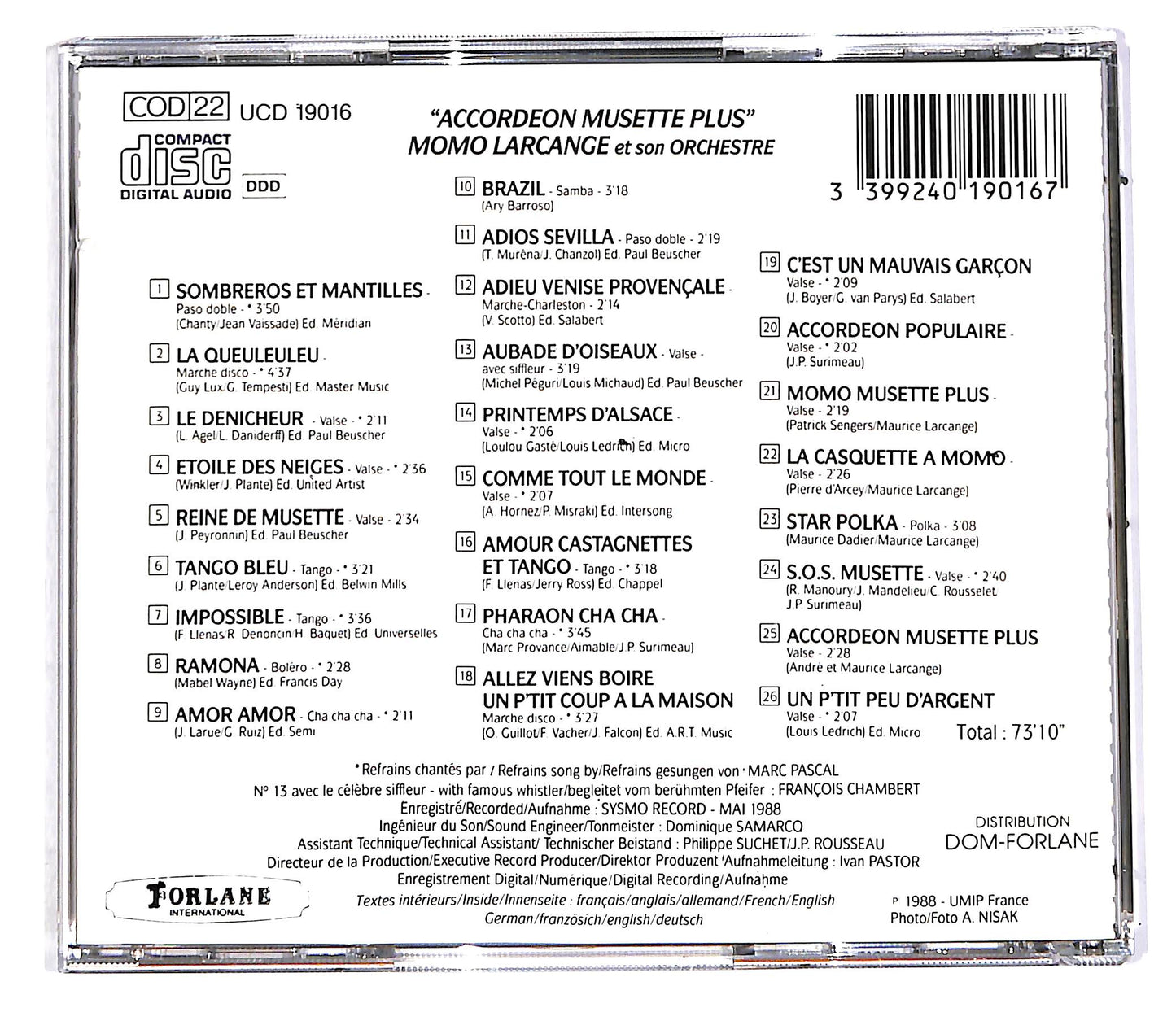 EBOND Accordeon Musette Plus - Momo Larcange Et Son Orchestre CD CD047050