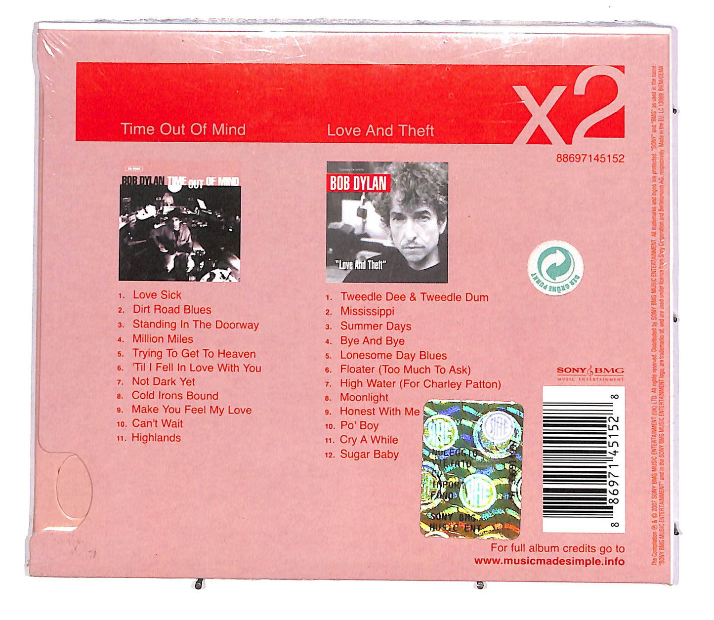EBOND Bob Dylan - Time Out Of Mind / Love And Theft (2 dischi) CD CD047116